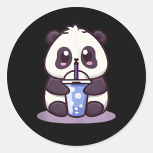 Little Kawaii Panda trinkt Boba Tea Anime Runder Aufkleber