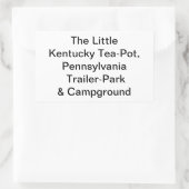 Little Kentucky-Teapot, Pa. Hankamer Artjunkhaus Rechteckiger Aufkleber (Tasche)