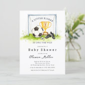 Little Kicker Soccer Baby Shower Invite Einladung (Stehend Vorderseite)