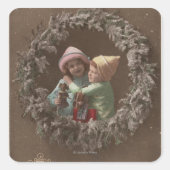 Little Kids Embracing Quadratischer Aufkleber (Vorderseite)