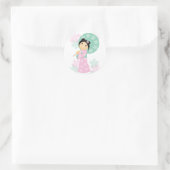 Little Kimono Runder Aufkleber (Tasche)