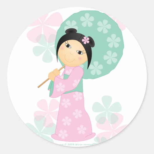 Little Kimono Runder Aufkleber (Vorderseite)