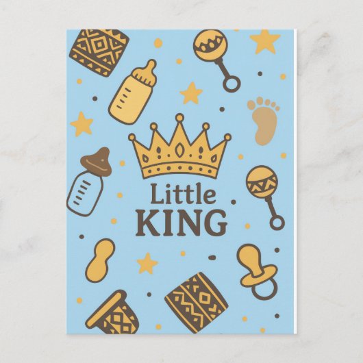 Little King Baby Dusche Ankündigungspostkarte (Vorderseite)
