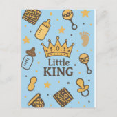 Little King Baby Dusche Einladungspostkarte (Vorderseite)
