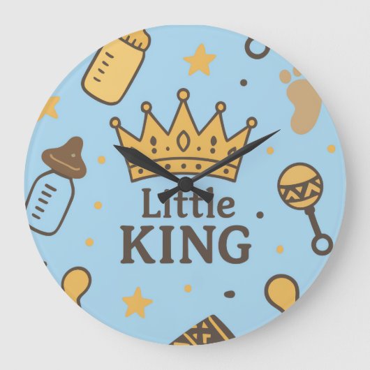 Little King Baby Dusche Große Wanduhr (Vorderseite)