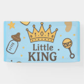 "Little King Baby Shower Banner - Blue & Gold Crow (Horizontal)