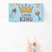 "Little King Baby Shower Banner - Blue & Gold Crow (InSitu)