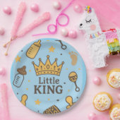 "Little King Baby Shower Banner - Blue & Gold Crow Pappteller (Party)