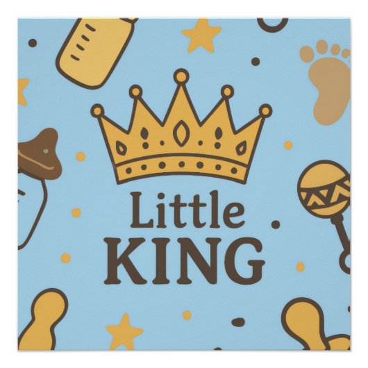"Little King Baby Shower Banner - Blue & Gold Crow Poster (Vorderseite)