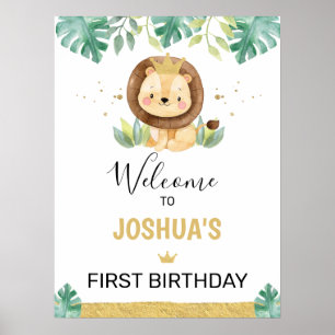 Little King Lion Crown 1. Geburtstag Begrüßungszei Poster