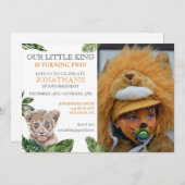 Little King Lion Foto Geburtstagsparty Einladung (Vorne/Hinten)