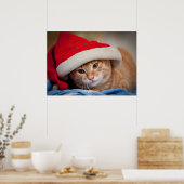 Little Kitten in Red Christmas Hat Poster (Küche)