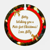 Little Kitten on Christmas Tree Personalized Ornament Aus Metall (Rückseite)