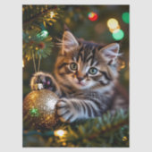 Little Kitten on Christmas Tree Seidenpapier (Vorderseite)