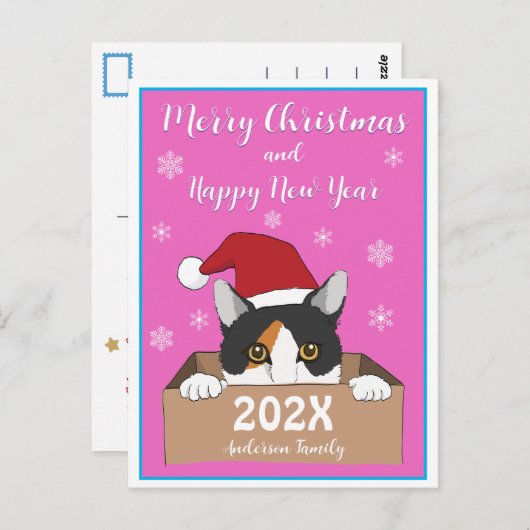 Little Kitty Christmas Postcard Postkarte (Vorne/Hinten)