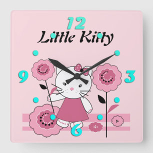 Little Kitty Quadratische Wanduhr