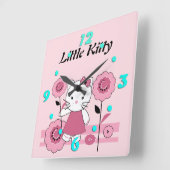 Little Kitty Quadratische Wanduhr (Winkel)