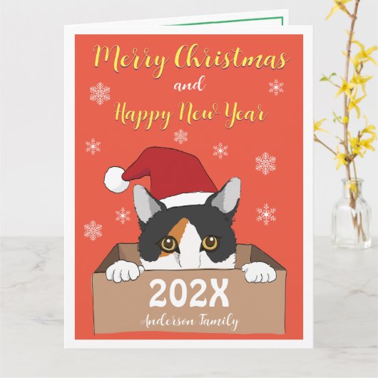 Little Kitty Weihnachtskarte Karte (Gelbe Blume)