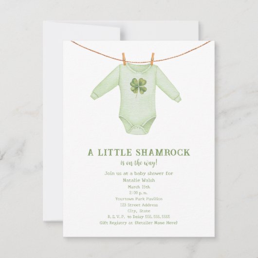 Little Kleeblatt St Patrick's Boy Baby Shower Einladung (Vorderseite)