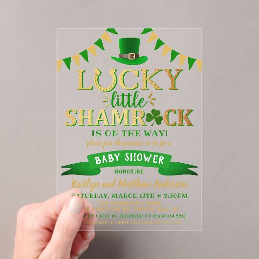 Little Kleeblatt St. Patrick's Day Baby Shower Acryleinladungen (Insitu (Handheld))
