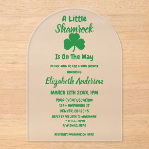 Little Kleeblatt St Patrick's Day Baby Shower Acryleinladungen
