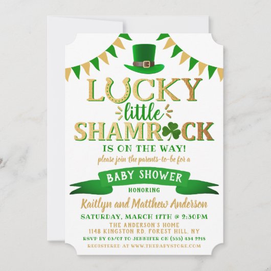 Little Kleeblatt St. Patrick's Day Baby Shower Einladung (Vorderseite)