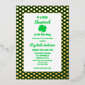 Little Kleeblatt St Patrick's Day Baby Shower Folieneinladung (Vorderseite)