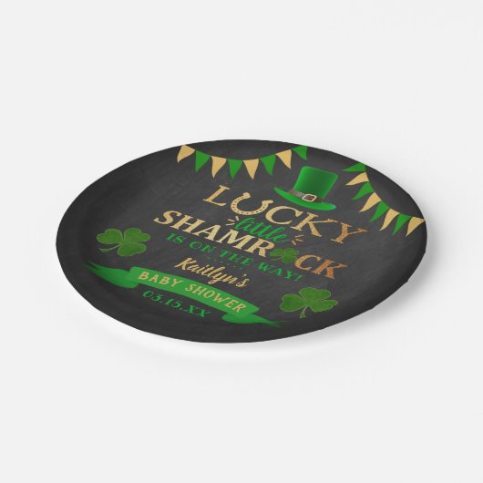 Little Kleeblatt St. Patrick's Day Baby Shower Pappteller (Schrägansicht)