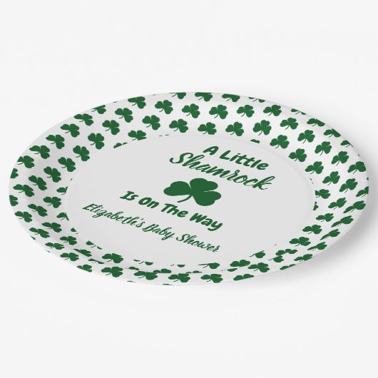 Little Kleeblatt St Patrick's Day Baby Shower Pappteller (Schrägansicht)