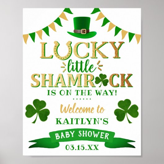 Little Kleeblatt St. Patrick's Day Baby Shower Poster (Vorne)
