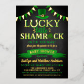 Little Kleeblatt St. Patrick's Day Baby Shower Rea Folieneinladung (Vorderseite)