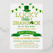 Little Kleeblatt St. Patrick's Day Baby Shower Rea Folieneinladung (Vorderseite)