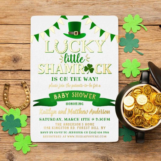 Little Kleeblatt St. Patrick's Day Baby Shower Rea Folieneinladung