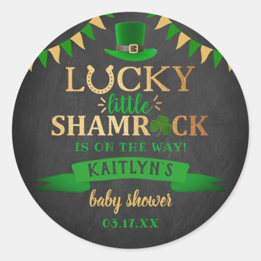 Little Kleeblatt St. Patrick's Day Baby Shower Runder Aufkleber (Vorderseite)