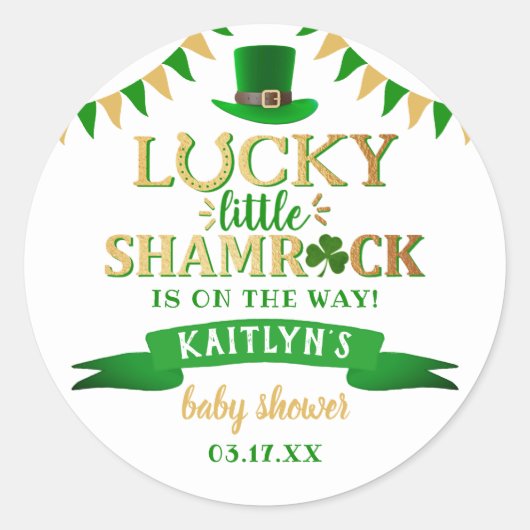Little Kleeblatt St. Patrick's Day Baby Shower Runder Aufkleber (Vorderseite)