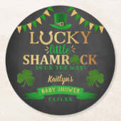 Little Kleeblatt St. Patrick's Day Baby Shower Runder Pappuntersetzer (Vorderseite)