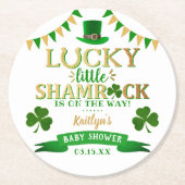 Little Kleeblatt St. Patrick's Day Baby Shower Runder Pappuntersetzer (Vorderseite)