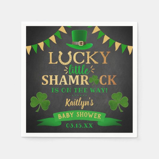 Little Kleeblatt St. Patrick's Day Baby Shower Serviette (Vorderseite)