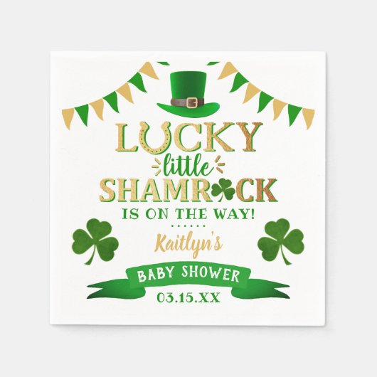 Little Kleeblatt St. Patrick's Day Baby Shower Serviette (Vorderseite)