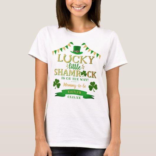 Little Kleeblatt St. Patrick's Day Baby Shower T-Shirt (Vorderseite)