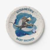 Little Knight Dragon Silver Star Baby Dusche Pappteller (Vorderseite)
