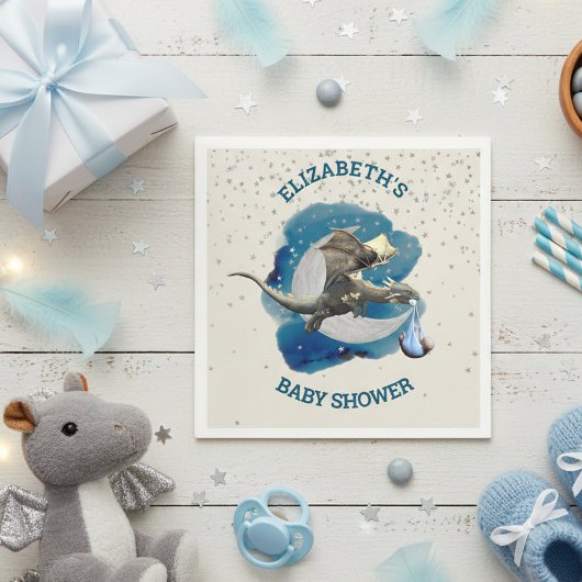 Little Knight Dragon Silver Star Baby Dusche Serviette