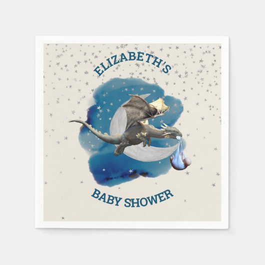 Little Knight Dragon Silver Star Baby Dusche Serviette (Vorderseite)