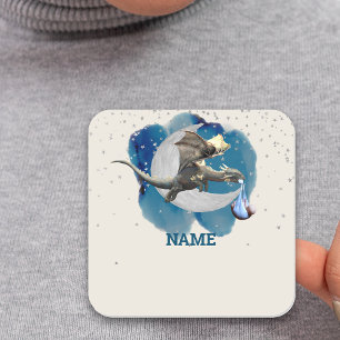 Little Knight Dragon Stars Name Tag Baby Dusche Quadratischer Aufkleber