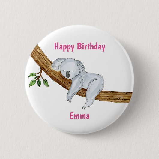 Little Koala Happy Birthday Button (Vorderseite)