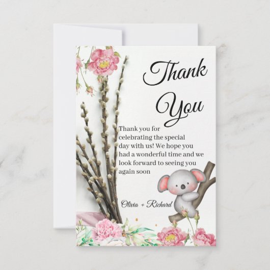 Little Koala Wedding Thank You Card for Guests All Dankeskarte (Vorderseite)