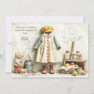 Little Koch Girl - 1. Geburtstag Kochspass Einladung