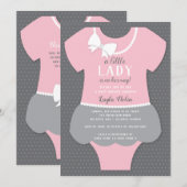 Little Lady Baby Shower Einladung, pink, grau Einladung (Vorne/Hinten)