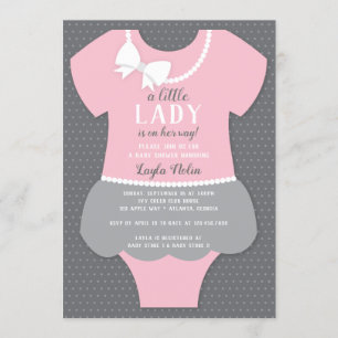 Little Lady Baby Shower Einladung, pink, grau Einladung