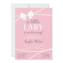 Little Lady Baby Shower Einladung, pink, grau